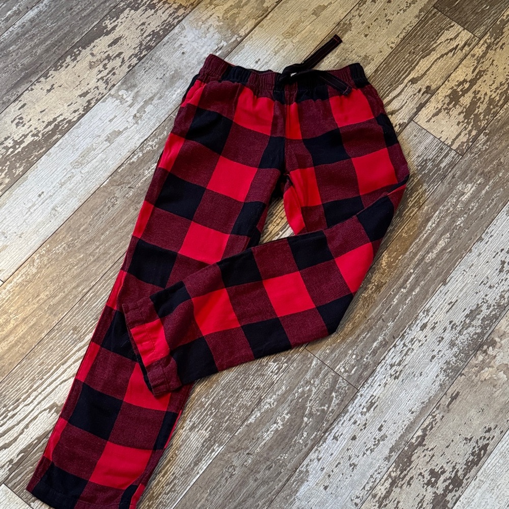 Old Navy Kids Red and Black Plaid Joggers